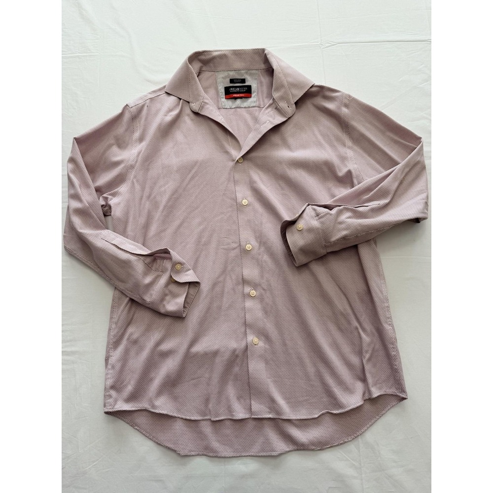 Awearness Kenneth Cole Dress Shirt Mens 17 32/33 Red Geometric Slim Fit Non Iron